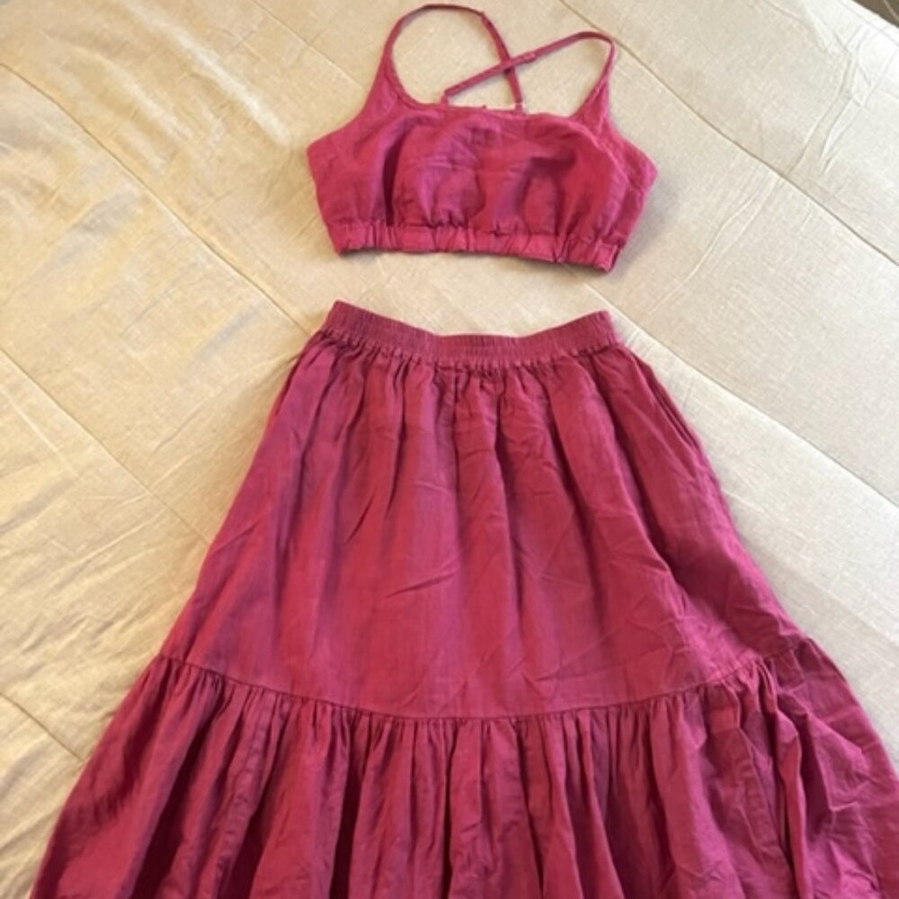 100% Linen Summer Co-ord Set — Skirt AND Crop Top
